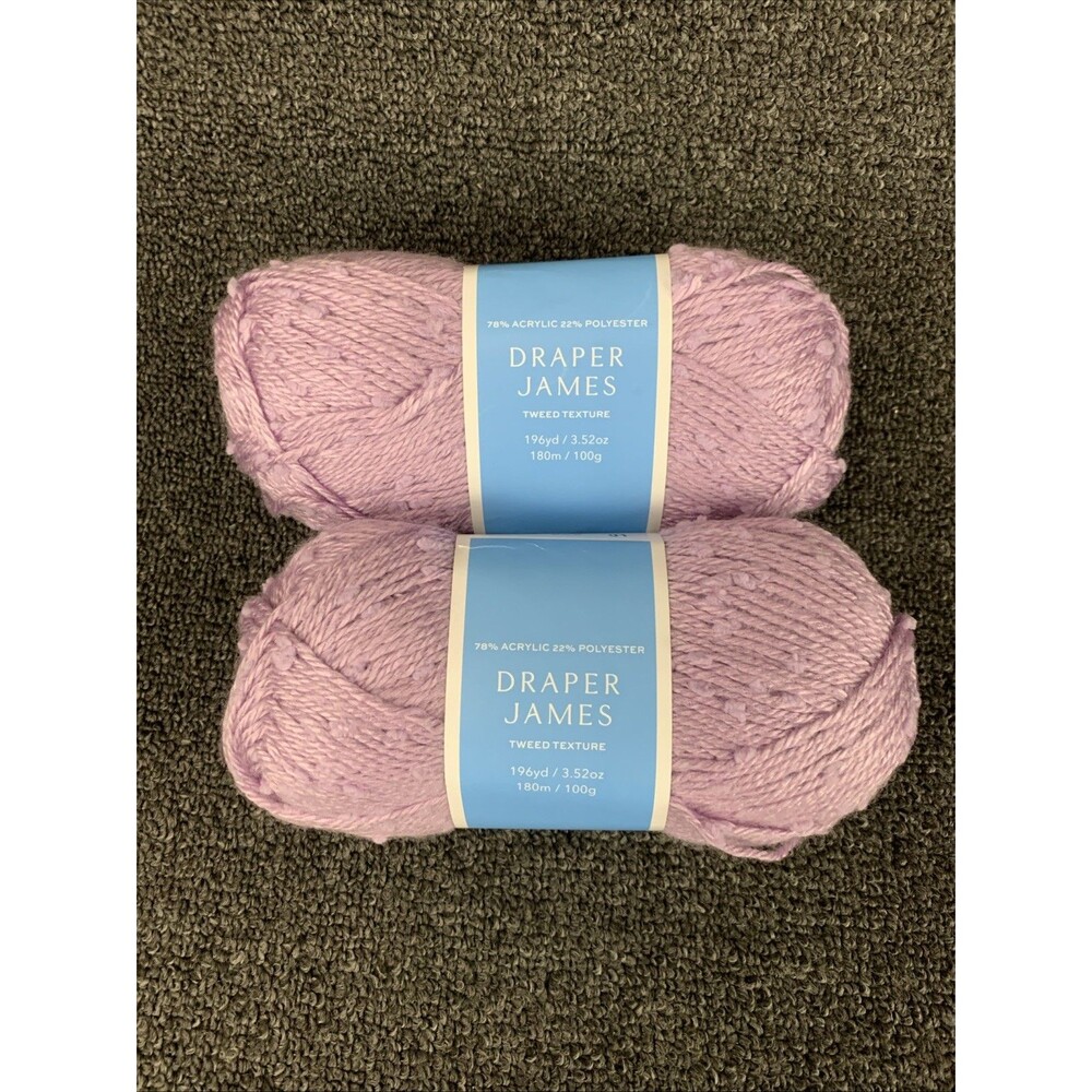 Lot Of 2 Draper James Tweed Texture Orchid Bloom 196yd 3.52oz Yarn New